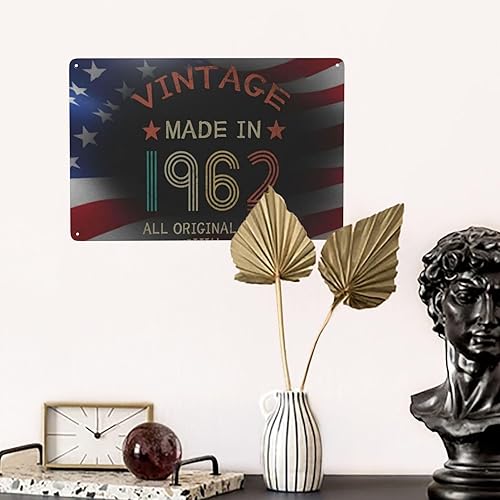 Vintage 1962 retro birthday Metal Sign Funny Wall Art Poster For Home Room Bedroom Office Decor 8x12inch
