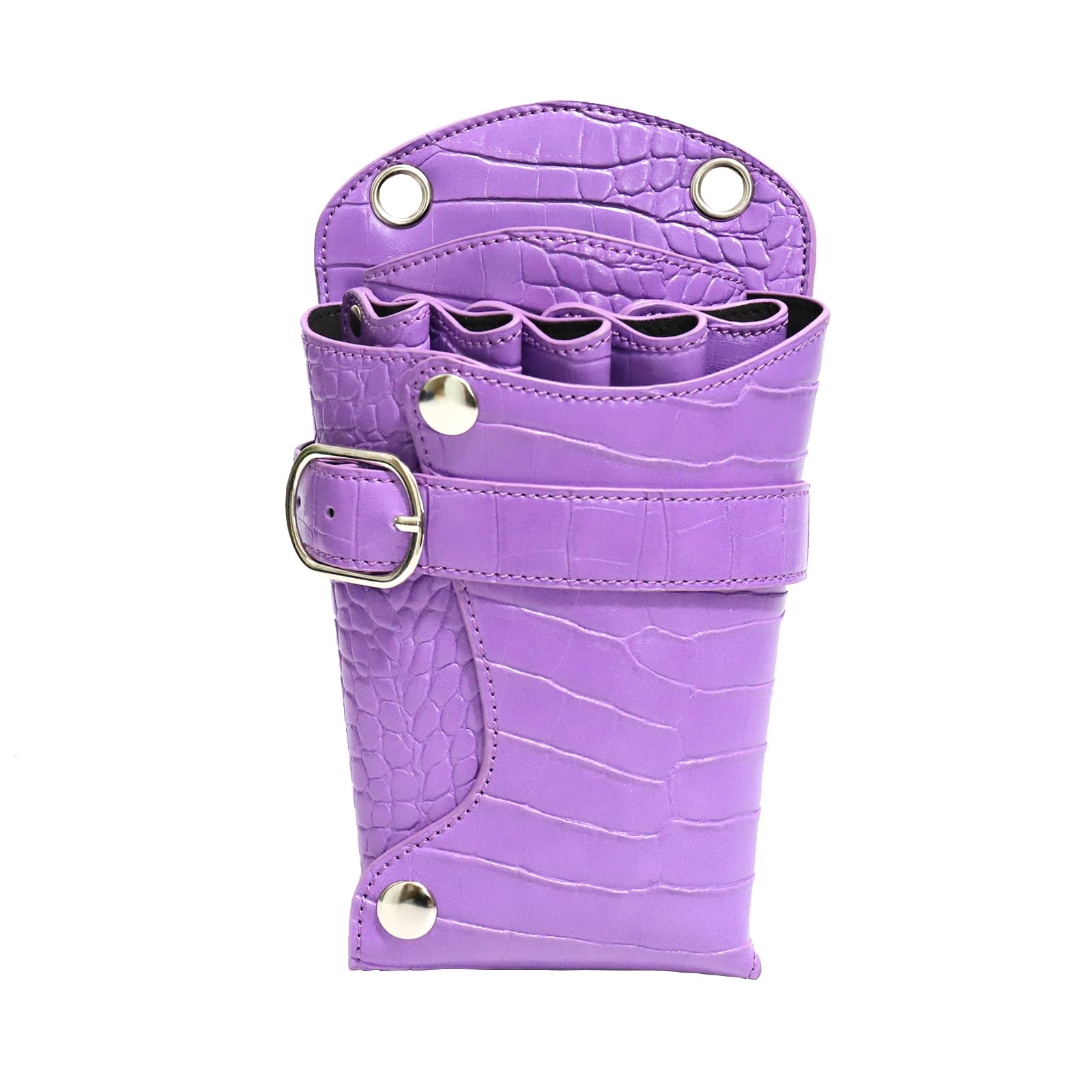 Scissors Pouch PU Leather Salon Barber Hairdressing Scissors Holster Hair Stylist Tools Bag(Purple)