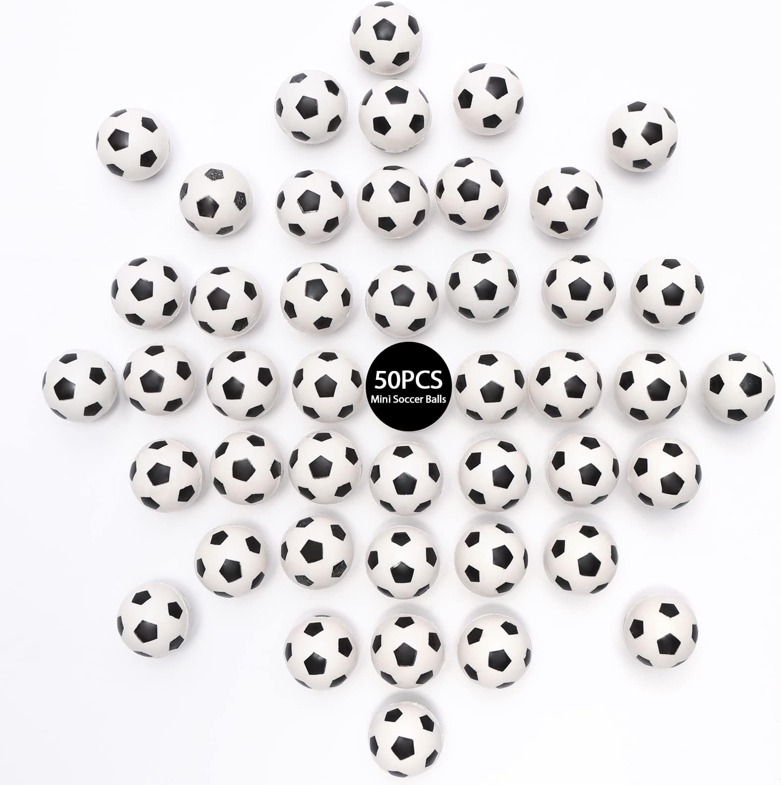 Pllieay 50 Pieces Mini Soccer Balls, Soccer Party Favors, Soccer Bouncy Balls Bulk with Bucket, Sports Balls for Sports Party Favors, Games Prizes, Gift Bag Fillers