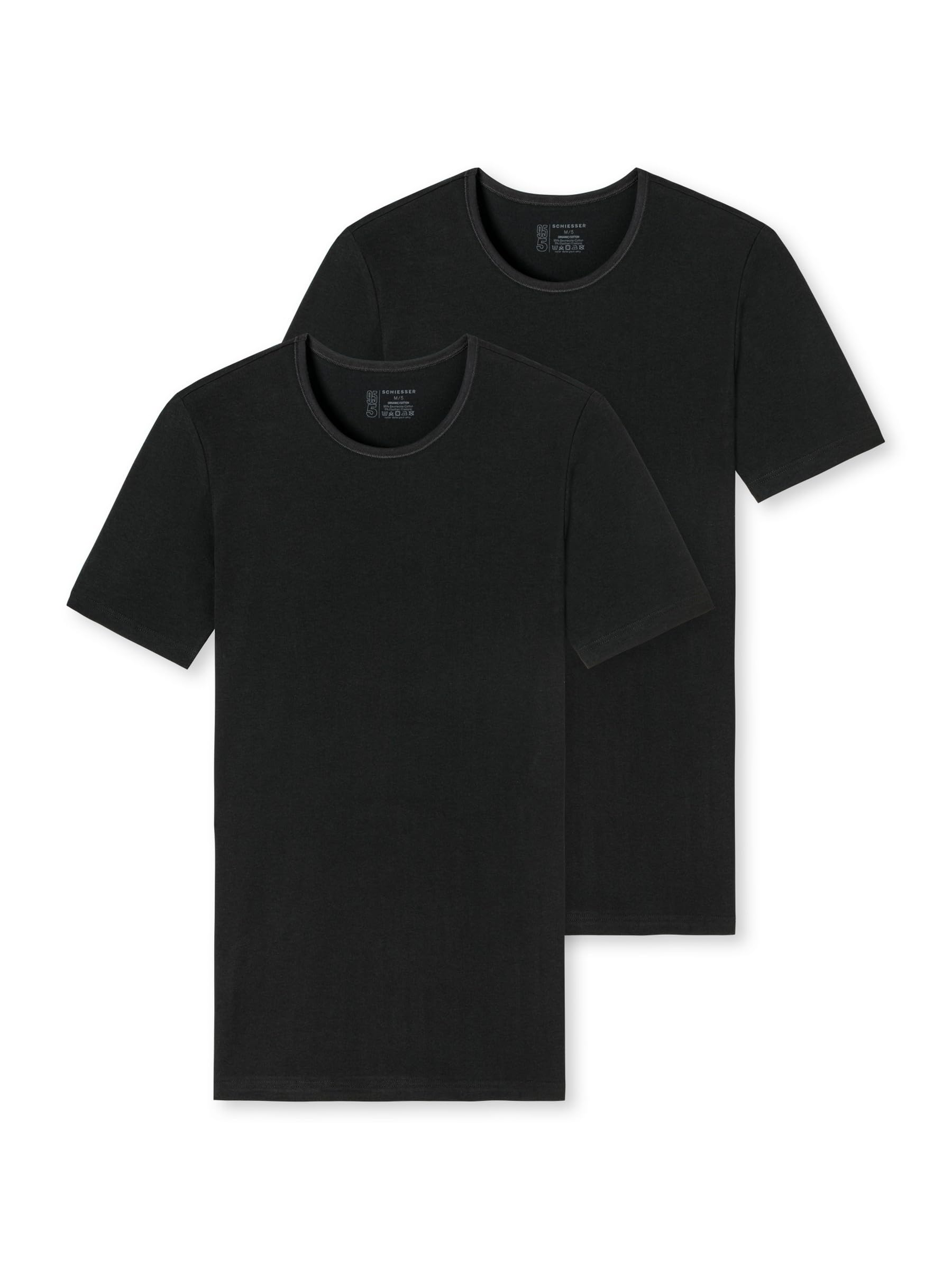Schiesser Herren T-Shirts im Pack – Serie 95/5, Rundhals, Schwarz 6er Pack