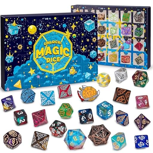 QMAY Mystery Dice - Juego de 24 Dados poliédricos para Dungeon and Dragons MTG Table Games RPG DND D20 D12 D10 D% D8 D6 D4 (24) | Ya disponible en tu tienda friki favorita! En mundofriki.es!