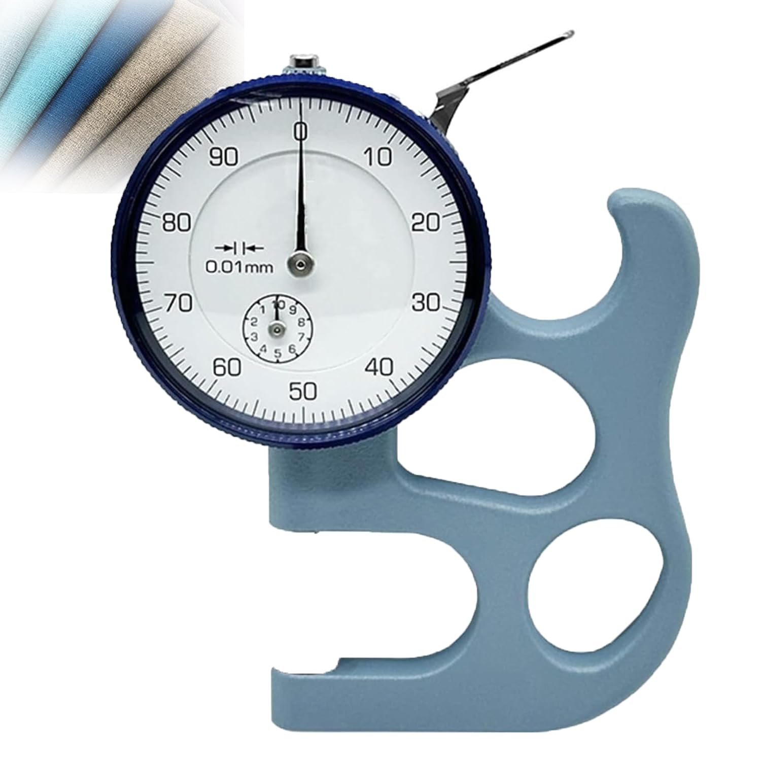Medidor de espesor portátil, medidor de espesor para cuero, instrumento de medición de precisión, con dial giratorio, rango de medición de 0 a 10 mm, valor de indexación de 0,01 mm, para cuero, papel