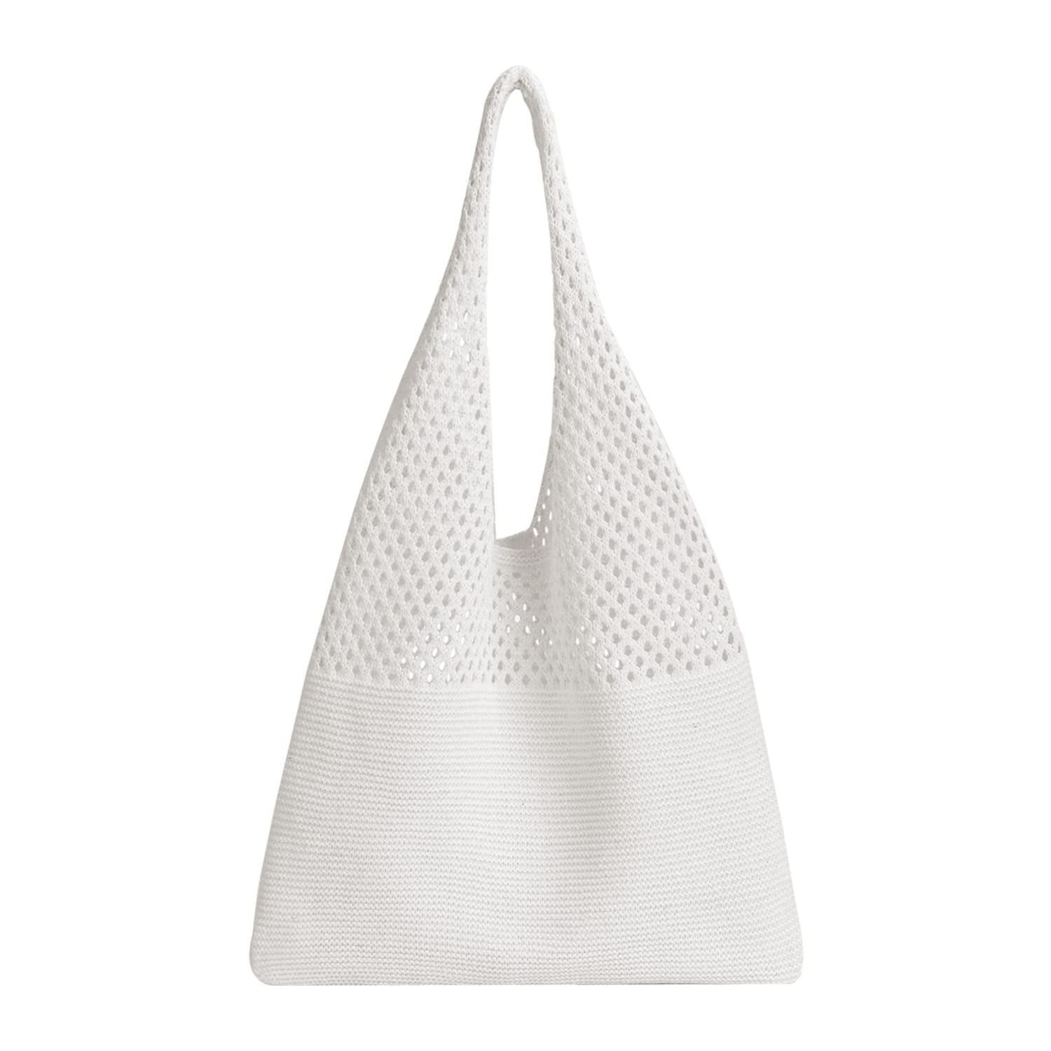 LUI SUI Crochet Mesh Tote Bag Retro Summer Hobo Bag for Women Flower Knitted Shoulder Bags Casual Beach Purse