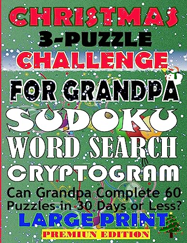 Christmas 3-Puzzle Challenge for Grandpa: Can Grandpa complete 60 Puzzles in 30 Days or Less?