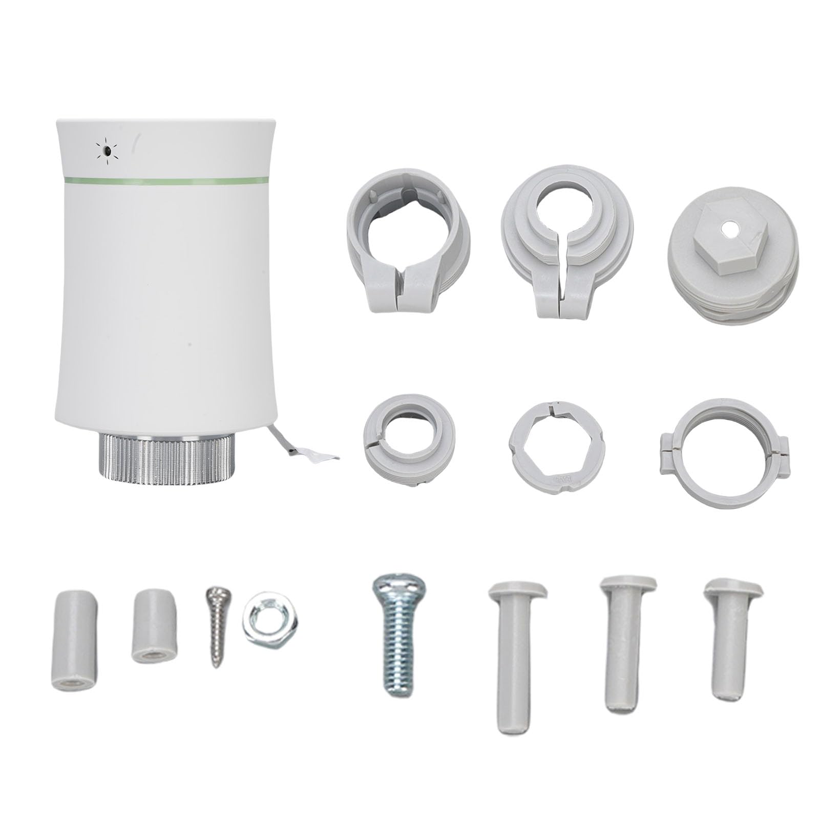 Eujgoov Válvula Termostática Inteligente para Radiador, Programable con Pantalla LCD para una Calefacción Eficiente de la Habitación con Aplicación y Control por Voz (White)
