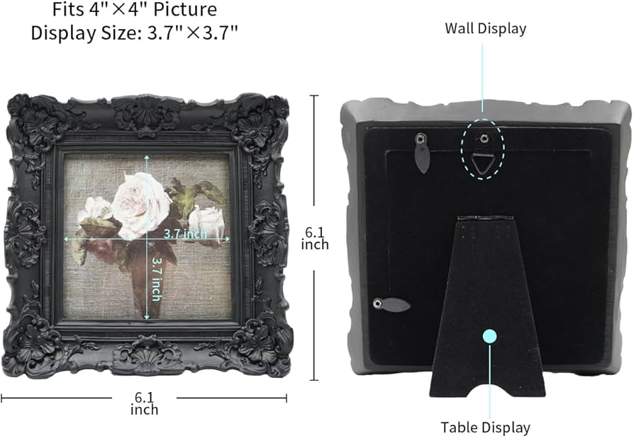 Amazon.com - CISOO 4x4 Vintage Small Picture Frame, Antique Ornate
