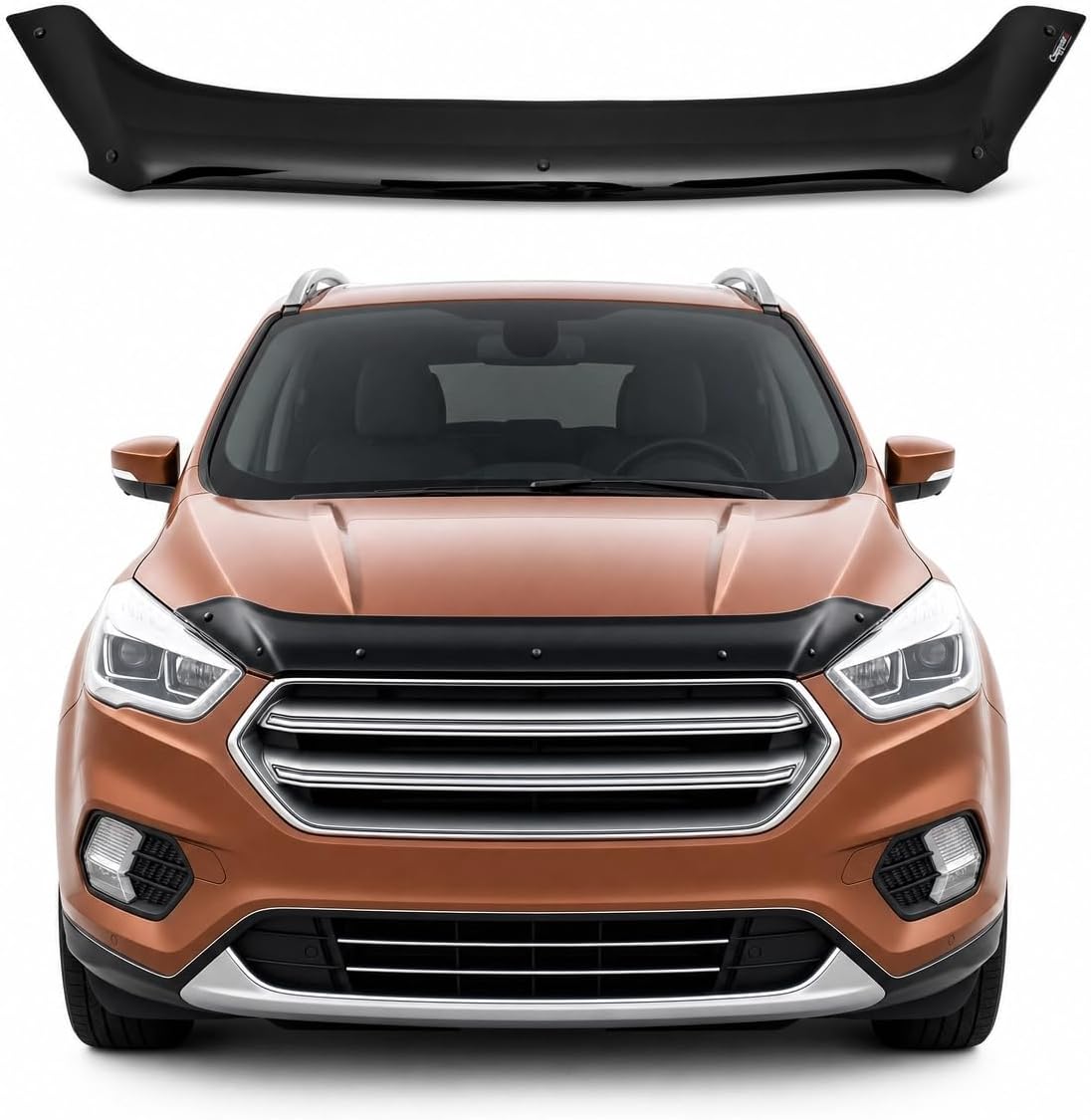 BMY Premium Acrylic Hood Bug Deflector for Ford Escape 2013-2016, Front Hood Protector, Stone Guard & Bugflector Shield, Bug Guard, Black