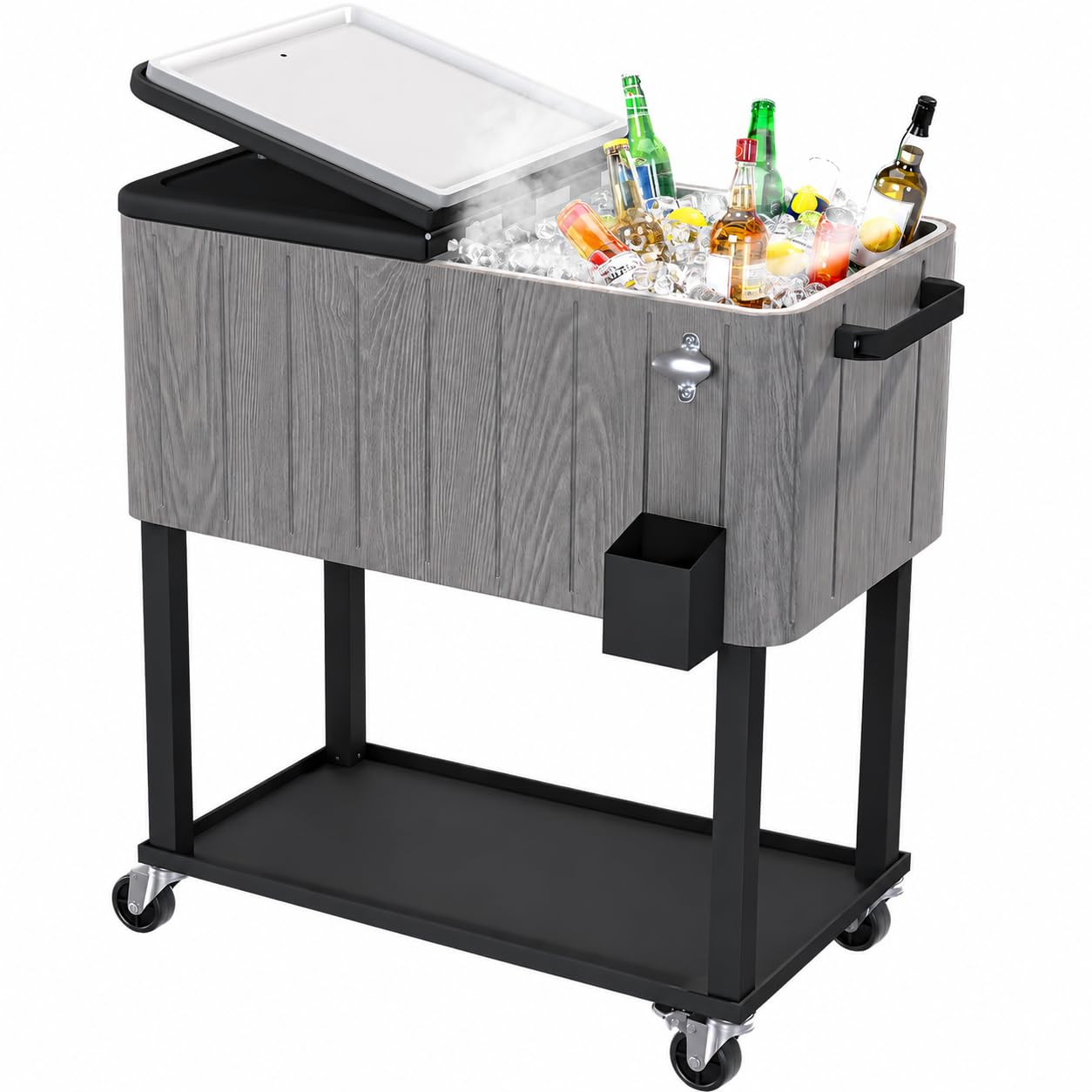YITAHOME 80 Quart Rolling Cooler Cart, Patio Cooler Rolling on Wheels