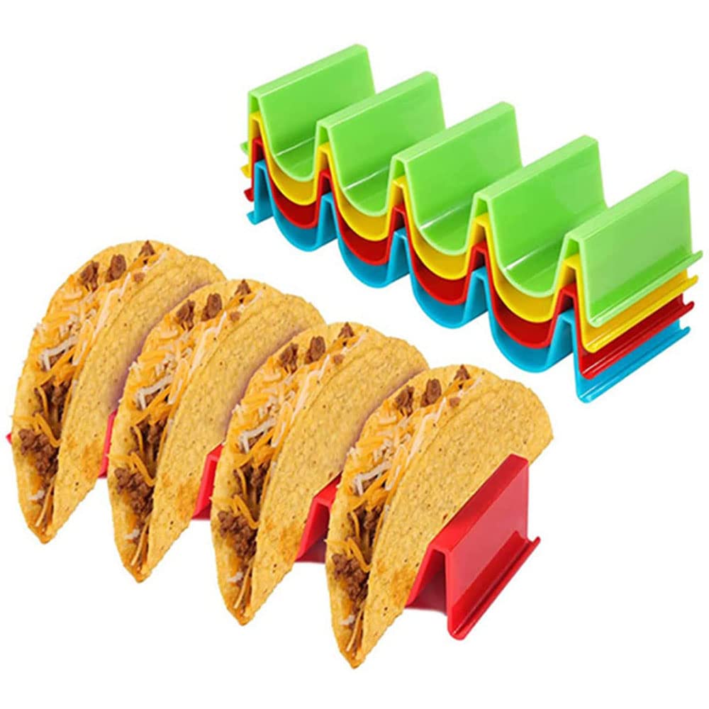 8 Portataco In Plastica Alimentare | Supporto Per Tacos, Hamburger, Waffle, 4 Colori - Foto 4