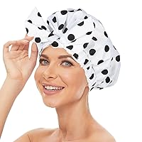 Vista 8 de Gorro de ducha de lujo para mujer, reutilizable, impermeable, gorra de pelo grande para ducha, antideslizante, con lazo ajustable, gorro de baño