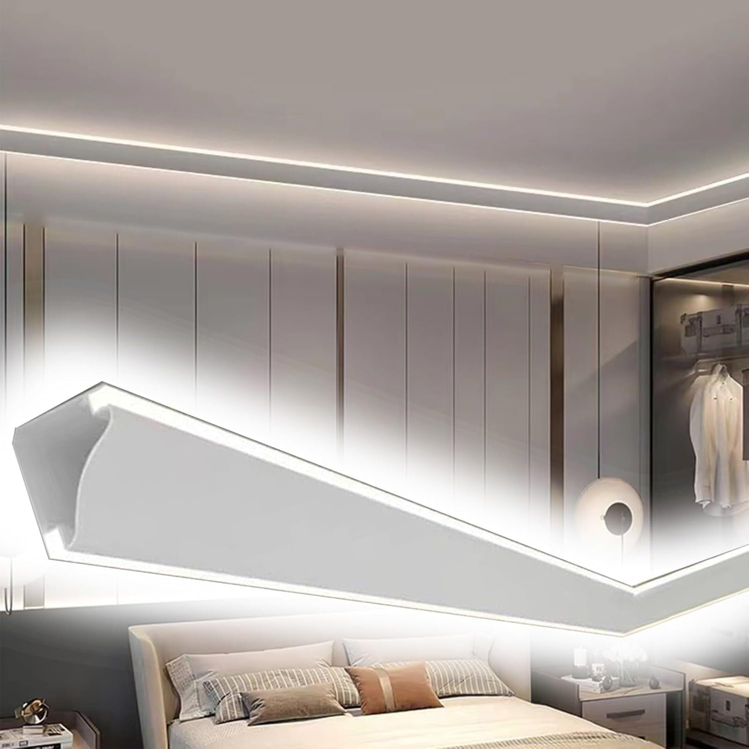 Schienen LED-Streifenlicht-Voutengehäuse, Heimkino, Decke, Boden, Ecke zu Hause LED-Streifenlicht-Rillendekoration(9 m/29.5 ft)