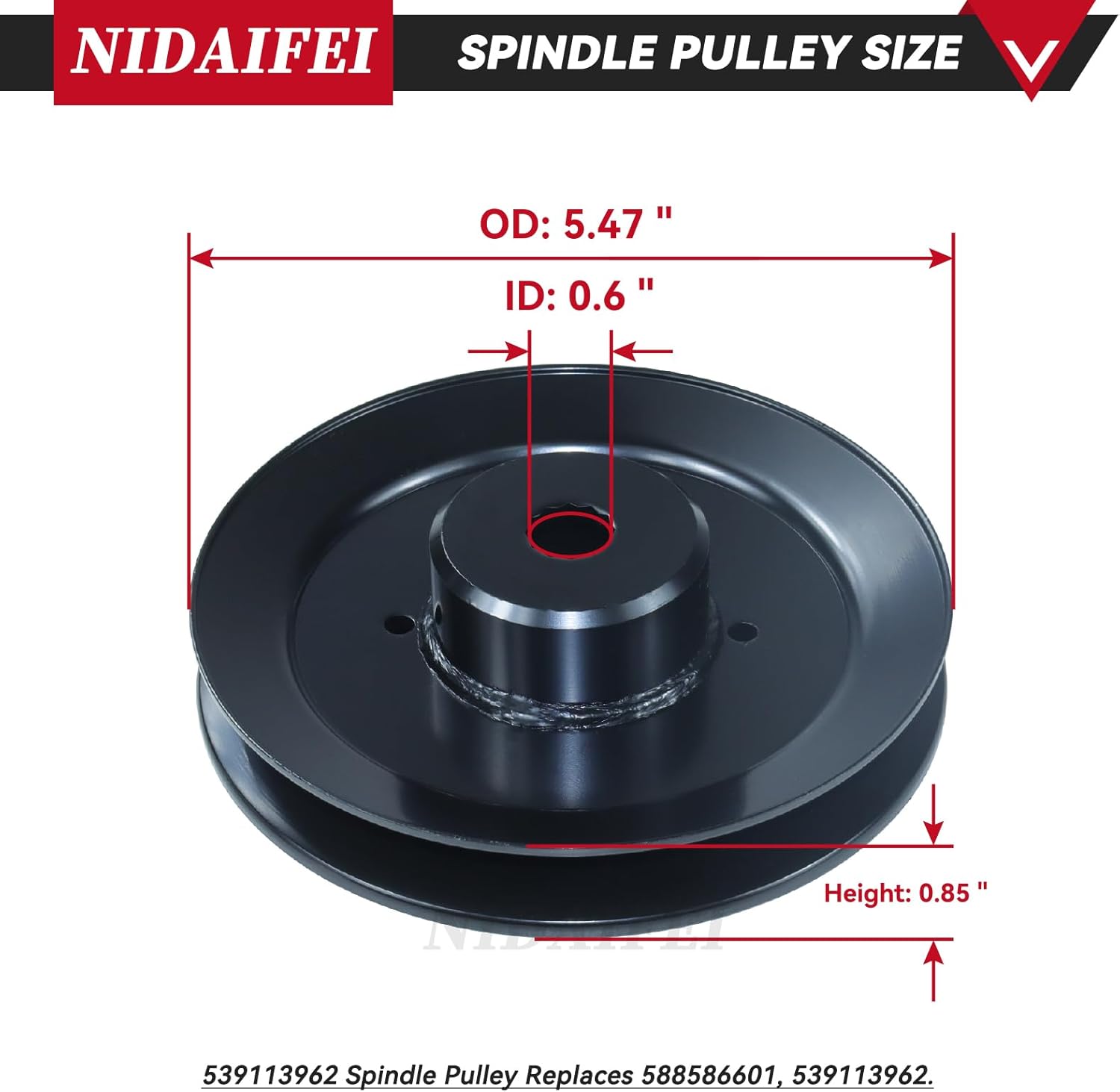 587125201 Mandrel Assembly with 539113962 Spindle Pulley Replaces 532174356, 532174358, 539107515, 587255601 for Husqvarna Z246 Spindle, Husqvarna RZ4623, RZ46I, RZ5424 46" 54" Lawn Mowers