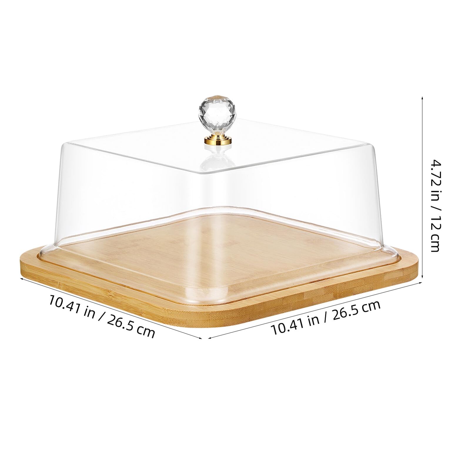 Bandeja de Postres de Madera con Tapa Acrílica Transparente para Pastelería