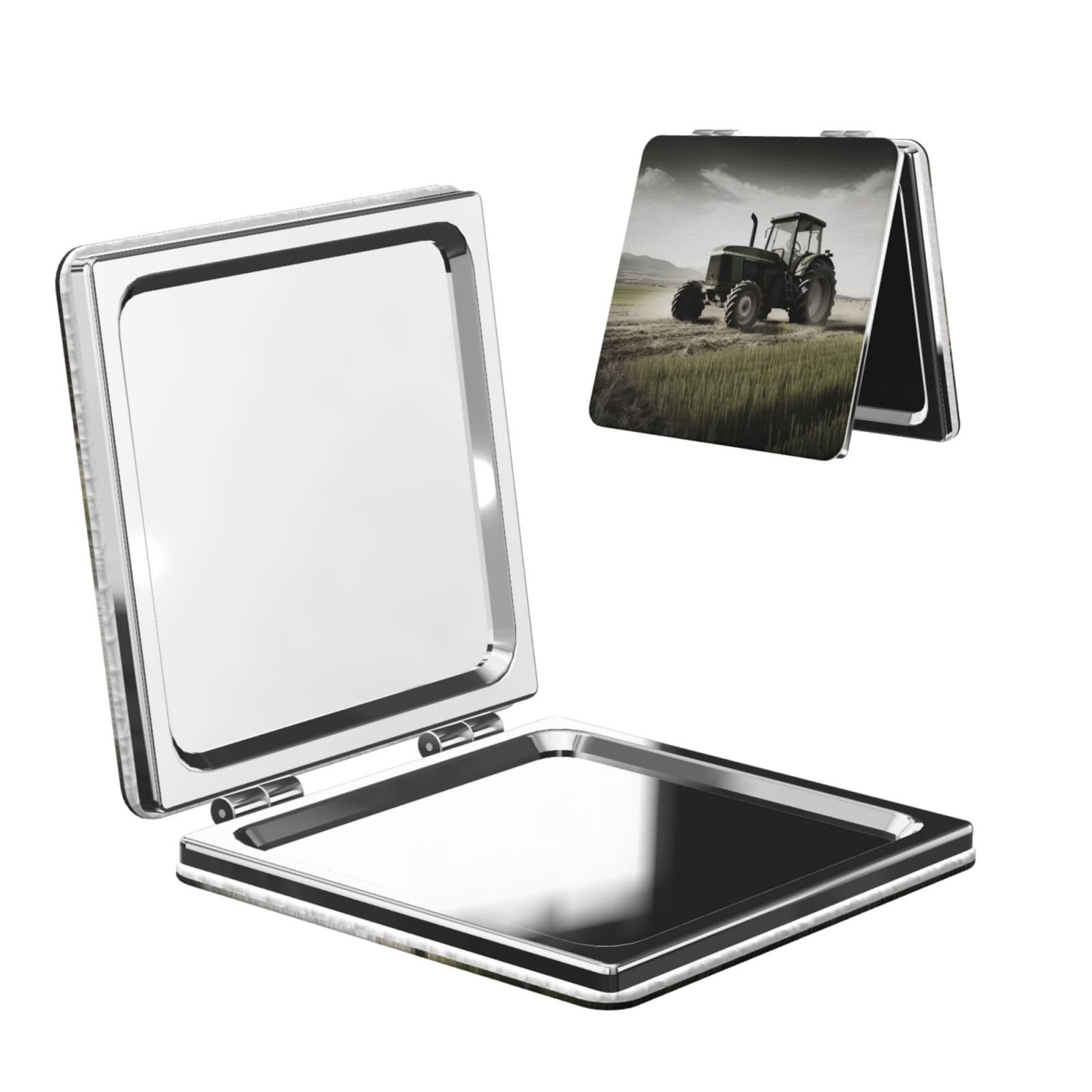 DWVTSLH Tractor Agriculture Tranquil Compact Mirror for Purse, Double-Sided 2X/1X Magnifying Mirror for Women Men, Travel Makeup Mirror for Handbag, Handheld Vanity Mirror for Gift