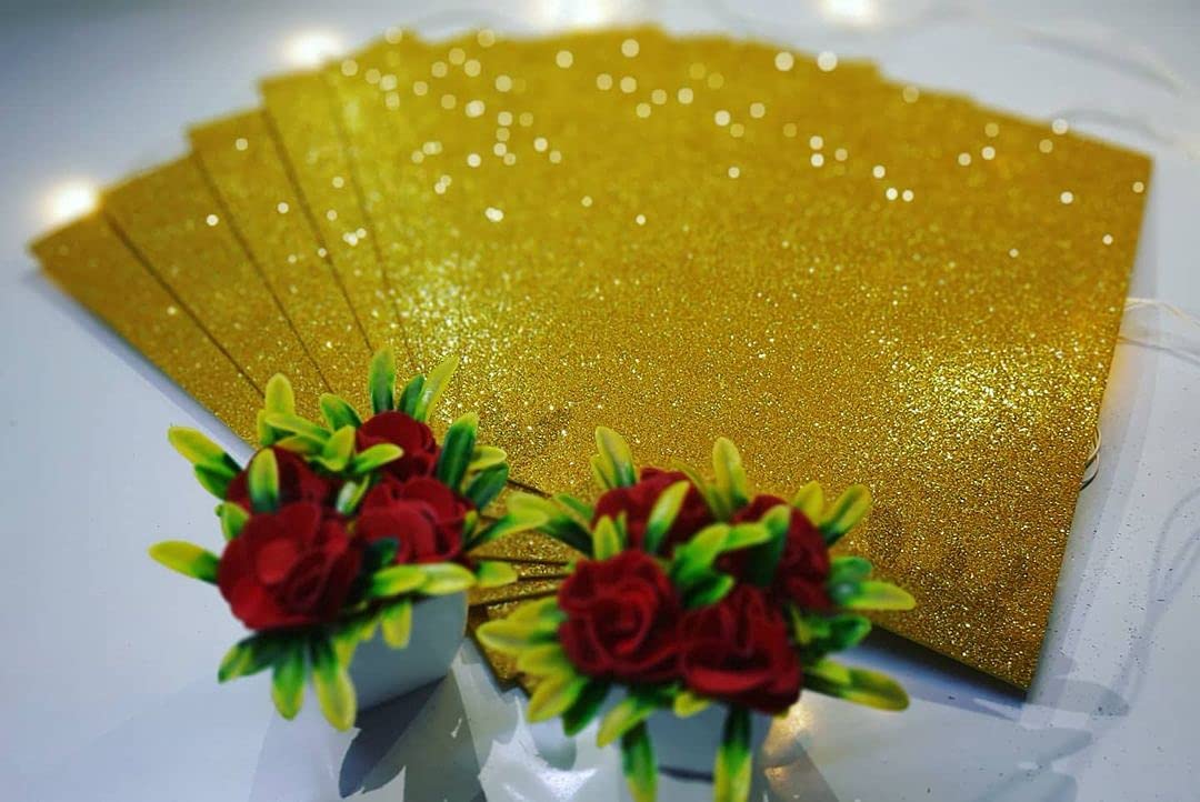 Dheett A4 Foam Glitter Sheets Non Adhesive 2mm Thickness for Arts and Crafts Scrapbook Scrapbooking Paper Decorations - Gold-image-23