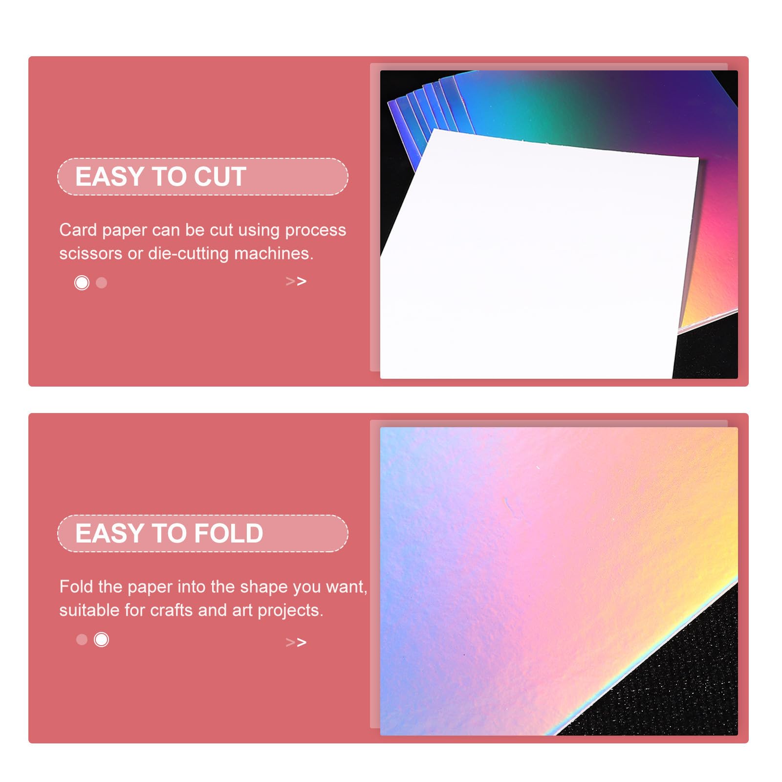 Healeved 50 Papeles Plegables de Cartón Cuadrado para Manualidades, Papel Decorativo Holográfico para Cortar y Pegar en Decoración del Hogar o Proyectos Hechos a Mano