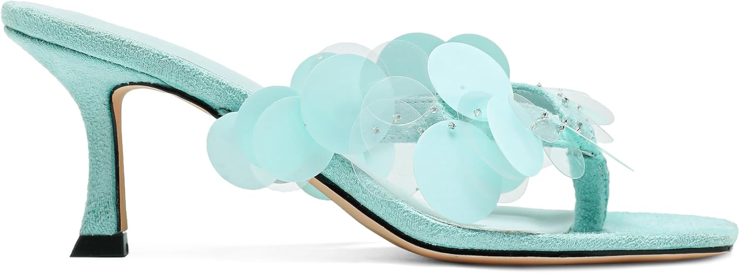 Black Flip Flop Heels Sandals for Women with Plastic Disc Straps Comfortable Slip on Open Toe Kitten Heel Thong Sandal Casual Summer Dressy Shoes. - Image 5