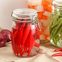 Vista 2 de Yardwe 1000ML Clip Top Tarros de vidrio Tarros de conservación de almacenamiento Tarro claro del envase