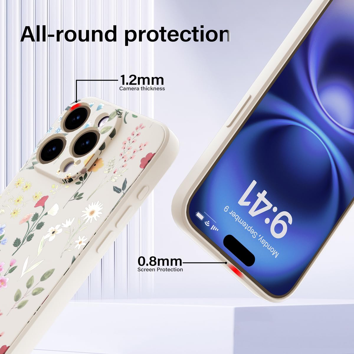 YUXING Silicone Cover per Xiaomi Redmi Note 15 5G/Poco M8 5G - Moda Modello Carino Custodia Design Sottile Slim Cover Antiurto, Antiscivolo Elegante, Protezione Totale (Floral,White)