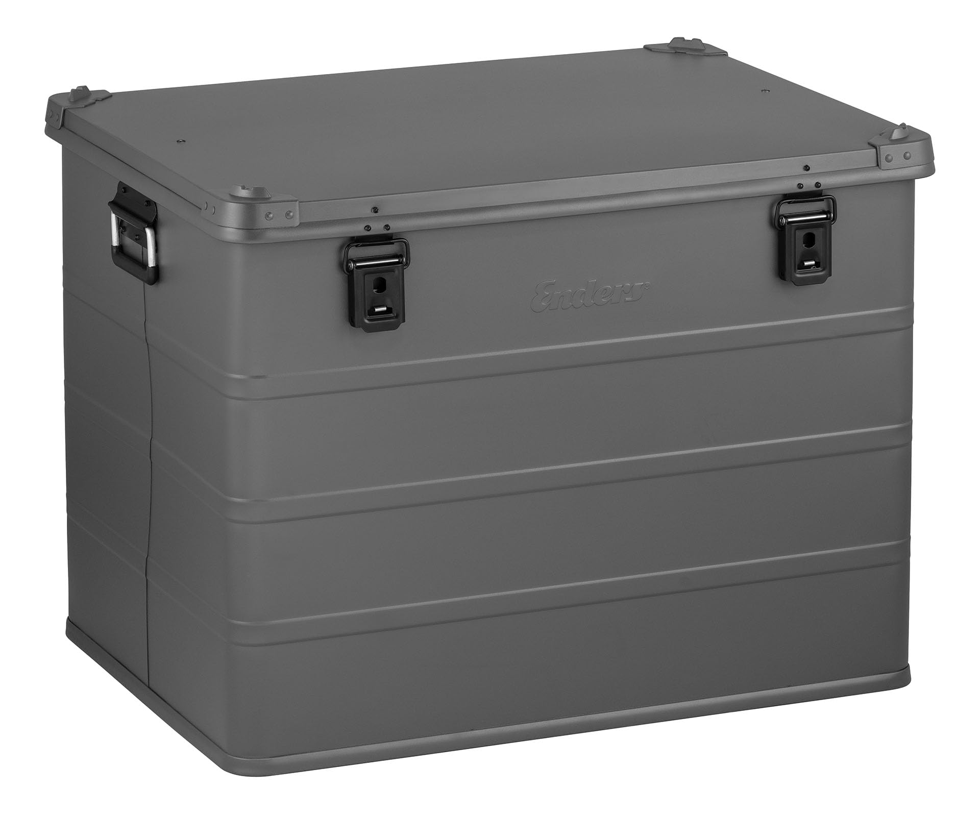 Enders® Aluminiumbox Vancouver L Grey, 236 Liter, Industriebox, Transportbox, Universalbox, Gummidichtung, stabil, robust, Staub- und Spritzwasserschutz, Werkzeugkiste, Campingbox, grau #1356