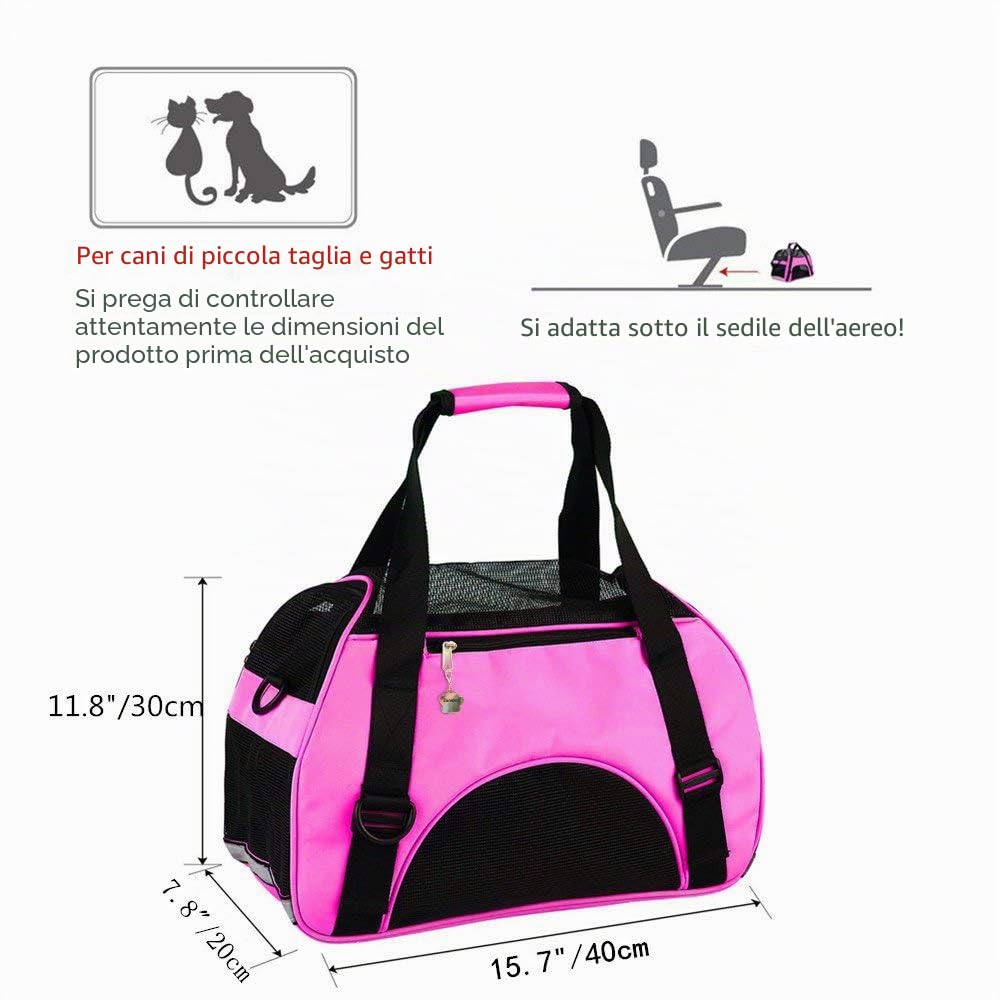 ZaneSun Borsa per il trasporto per gatti con lati morbidi per gatti, cani, cuccioli, comoda, portatile, pieghevole, approvata dalla compagnia aerea