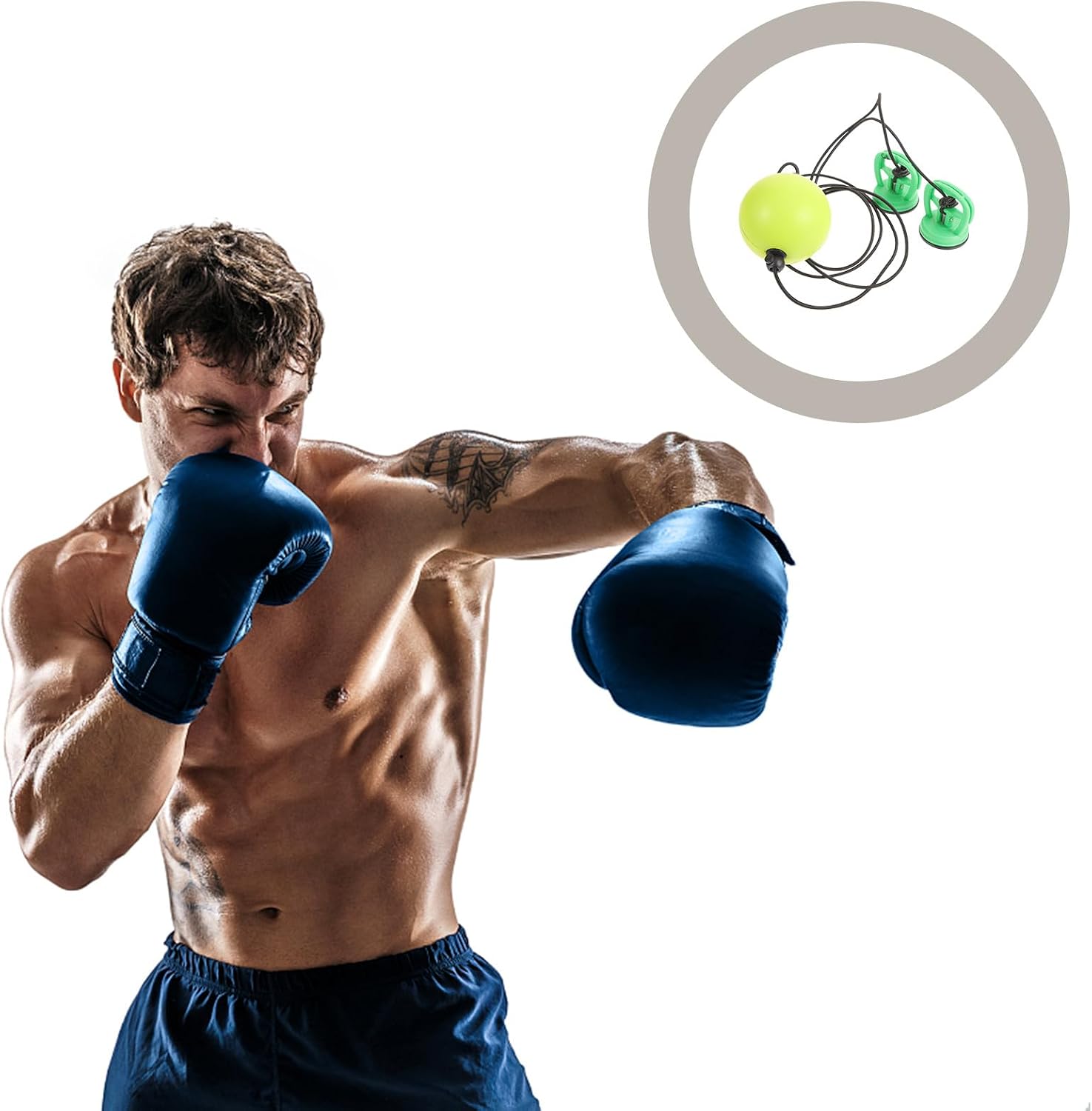 Speed Training Ball Boxing Reflex Punching Bag with Suction Cup, 90mm Green Hanging Speed Ball for Home Boxing Exercise and Reaction Training
