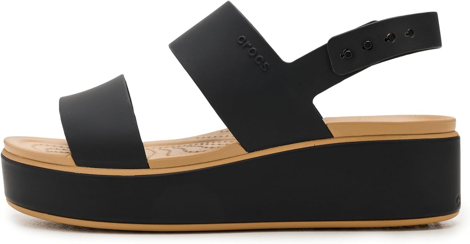 Crocs Women's Brooklyn Cork Low Wedge, Black/Cashew, 10