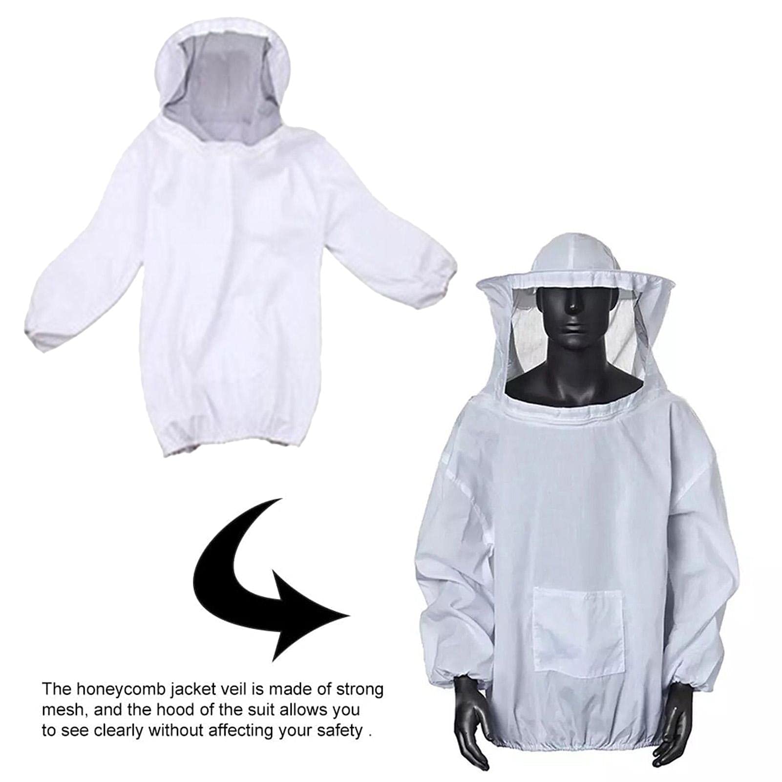 Traje de Apicultor Completo, Traje de Apicultura Profesional con Guantes, Gorro de Apicultor con Velo, Ropa Apicultura Transpirable Traje Abejas Chaqueta Pantalones Sombrero Apicultor Hombres Mujer