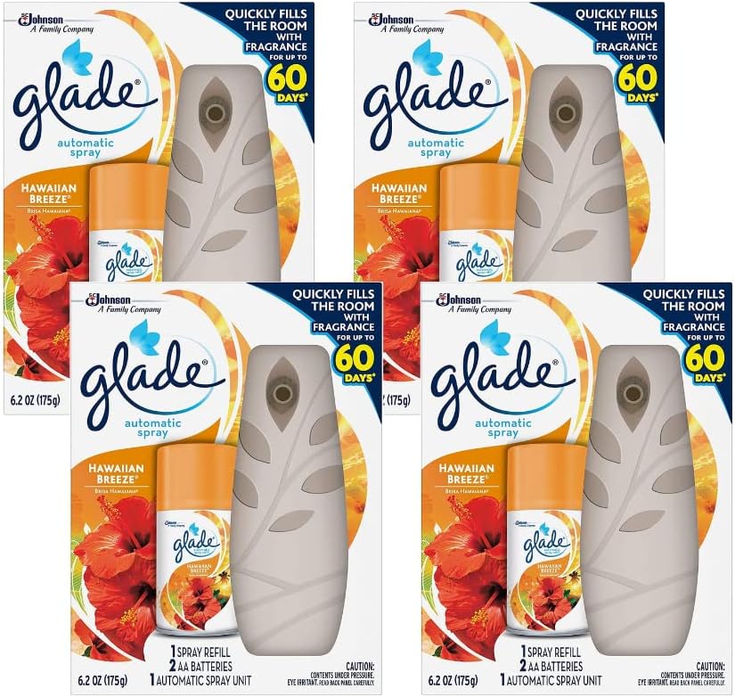Glade Automatic Spray Air Freshener Hawaiian Breeze Starter 6.2 Ounce (Pack of 4