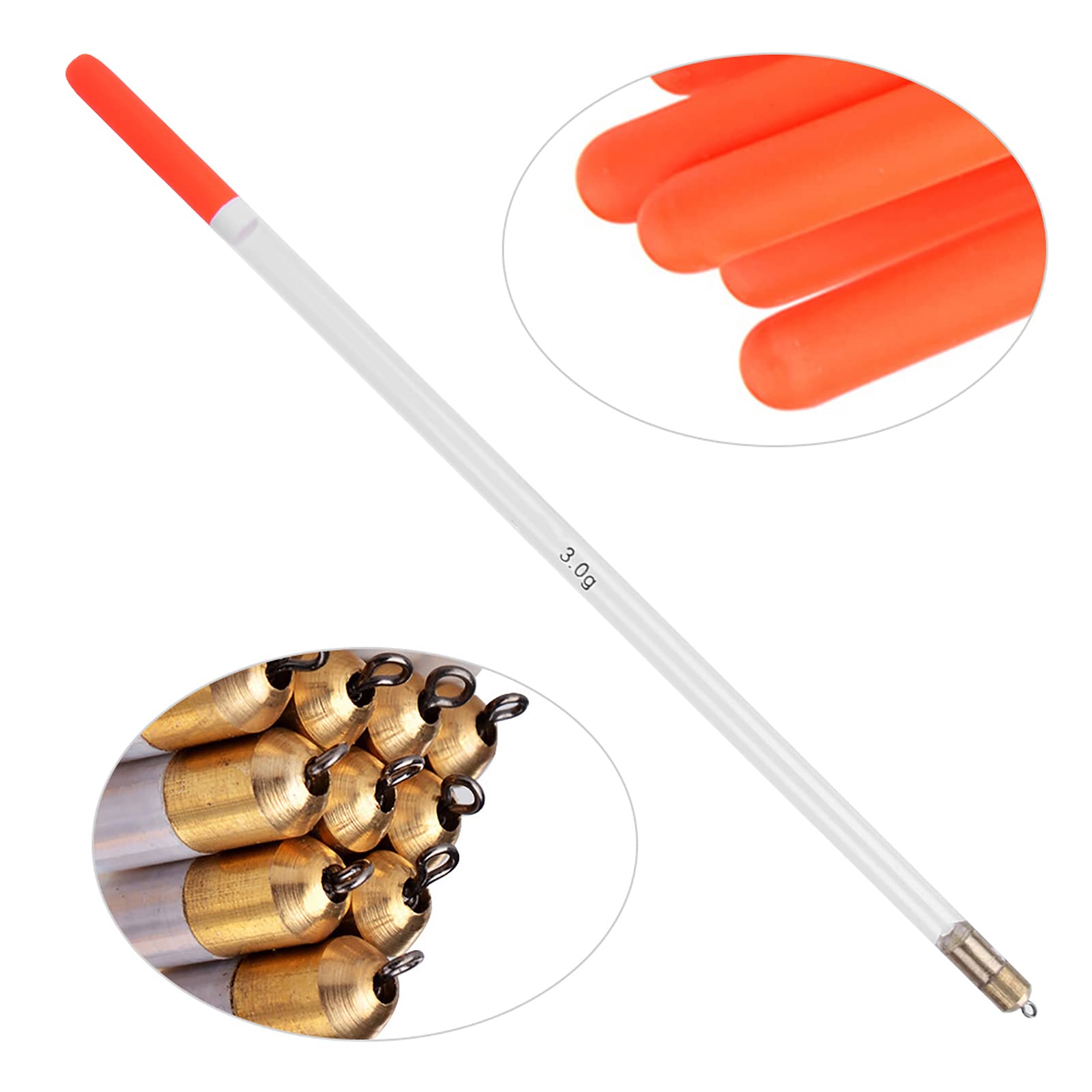 Fishing Bobber Kit, Fishing Float Bobber, 10 St Trwałe plastikowe pływaki wędkarskie Bobber Stick Tube Multi Purpose Fish Feed Baits Accessories Kit (2.0 Przezroczysty)