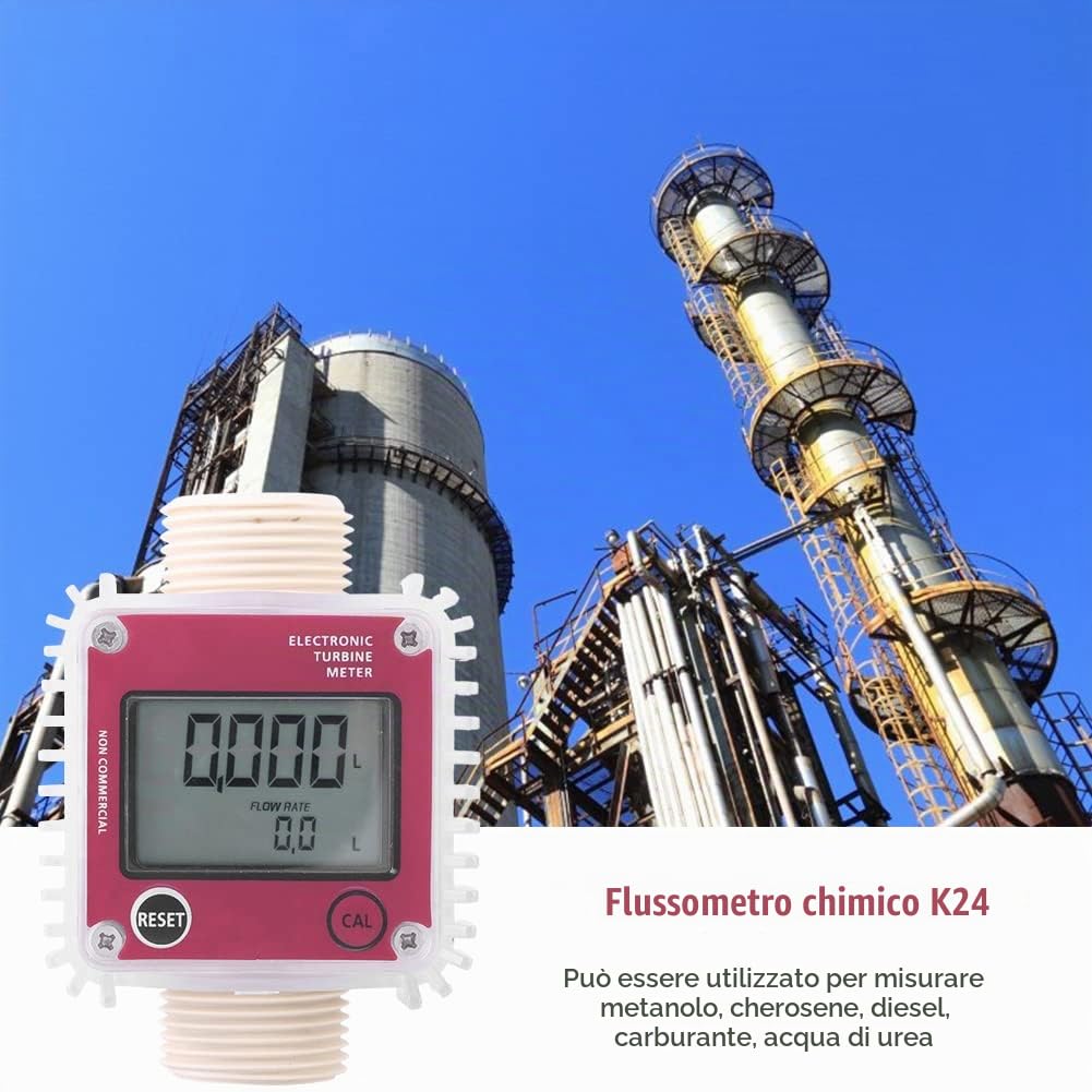 K24 LCD Digital Diesel Oil Fuel Turbine Flow Meter Sostanze chimiche Liquid Water Tester
