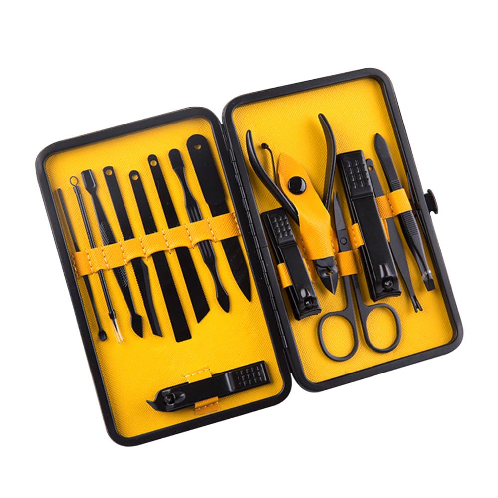 Ensemble de 9 Coupe-Ongles Noirs en Acier Inoxydable, Pince à Sourcils, Grande Ouverture, Outil de manucure à Domicile, 15 pièces Rouges, A (15 pièces Jaunes A)
