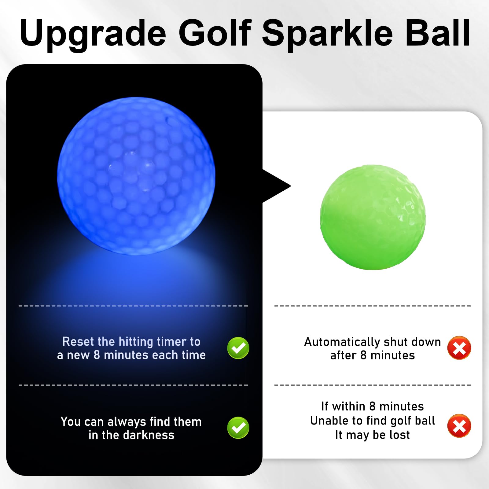 6 Pelotas de Golf Coloridas Light Up Flashing Glowing Pelotas de Golf LED Luminosas para Entrenamiento Nocturno