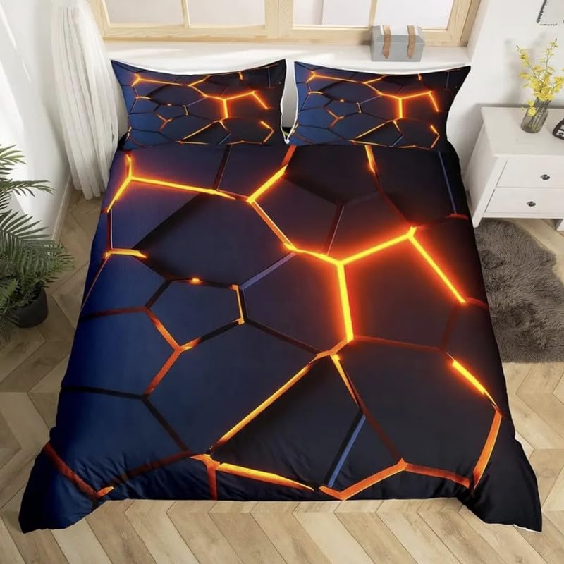Housse de couette 220x240 nid d'abeille doré pour sublimer votre chambre en hiver