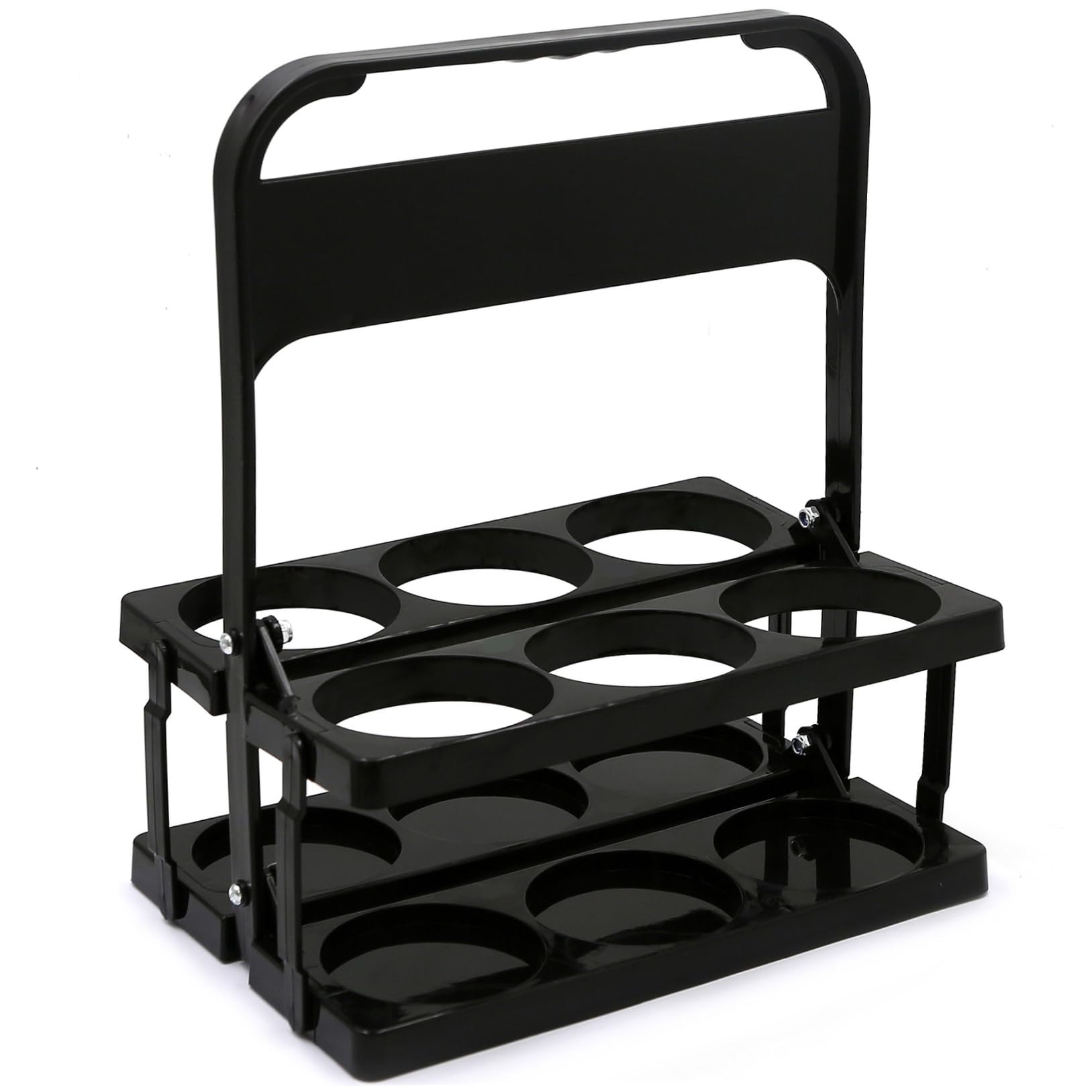 CAKEEYUM Foldable Plastic Drink Carrier with Handle Reusable Cup Holder Carrier 6-Pack Beer Bottle Holder for Drinks - Black