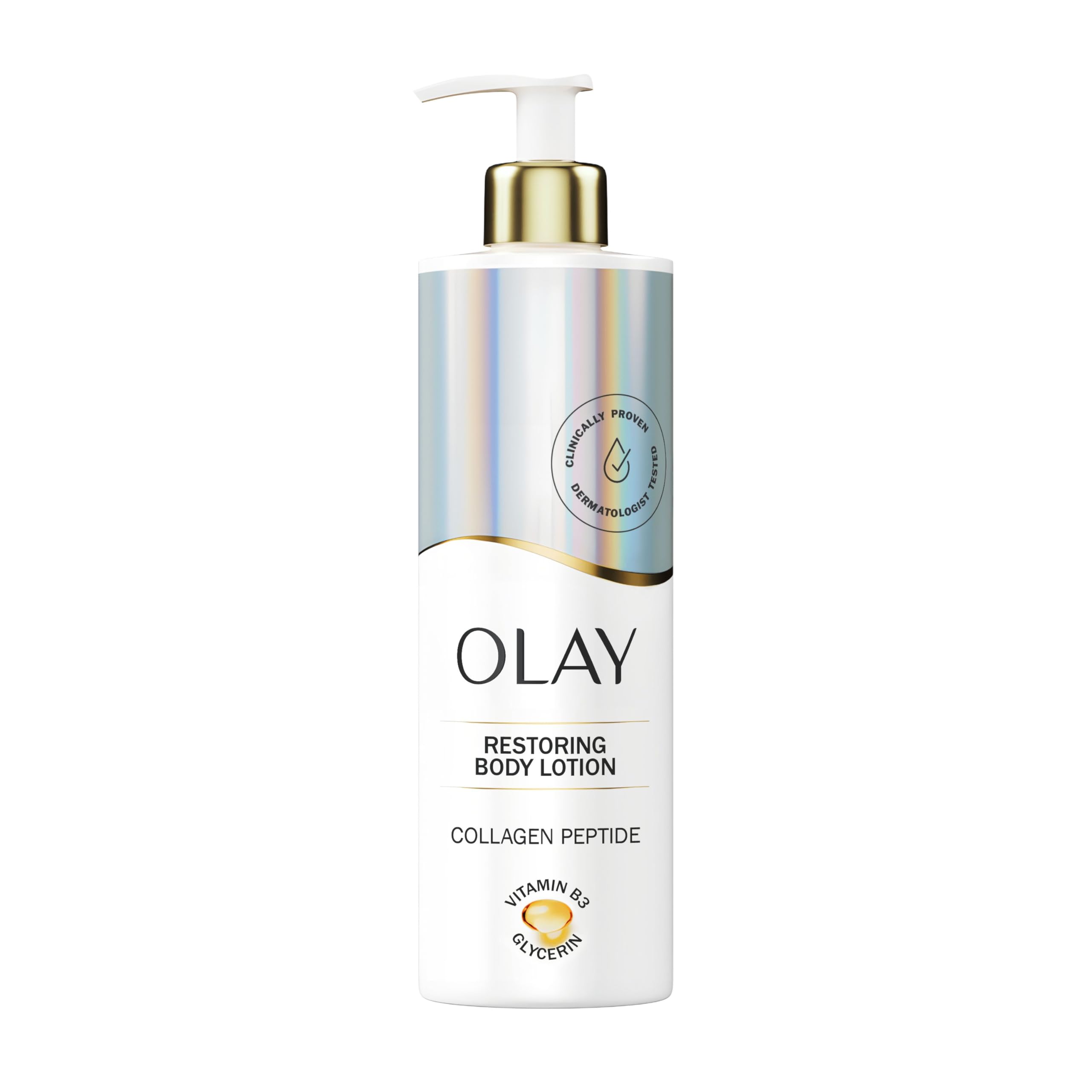 Olay Collagen Peptide Restoring Body Lotion, 24HR Moisturising Cream Body Skin Care, Improves Elasticity, Collagen Peptide Vitamin B3 and Glycerin, Visibly Moisturised Skin, No Greasy Residue, 500ml