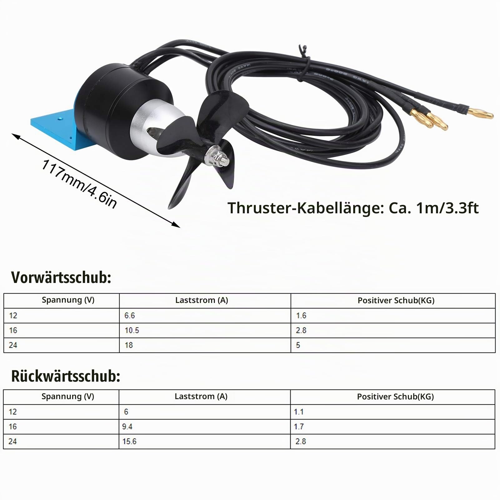 Dilwe RC Boat Motor Set, mit Propeller, Professional Unterwasserstrahlruder, 350KV, 24V, 30 m unter Wasser, Wasserdichter, für alle RC Boat, wie RC-Fischerboot usw.(CW)