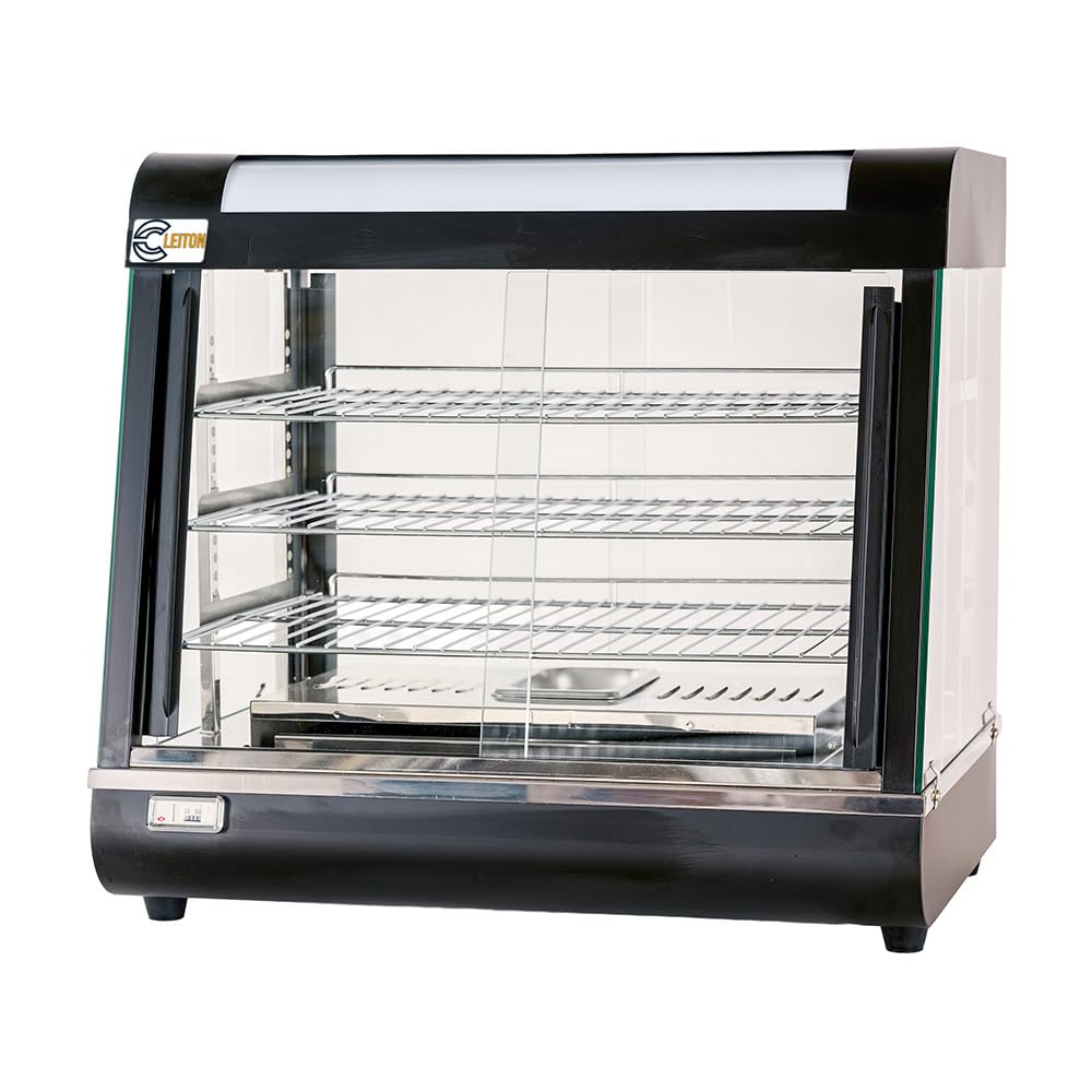 Cleiton® Vitrina Expositora Caliente 3 Bandejas de 60 cm | Vitrina para Comida Caliente con Temperatura 30/85°C - Capacidad 110 Litros y 1100 W