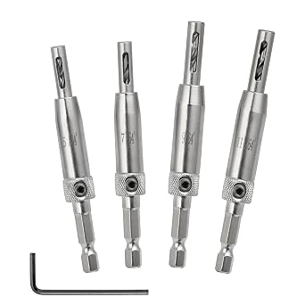 4pcs Self Centering Drill Bit Set, Hinge Drill Bits - 5/64", 7/64", 9/64", 11/64"