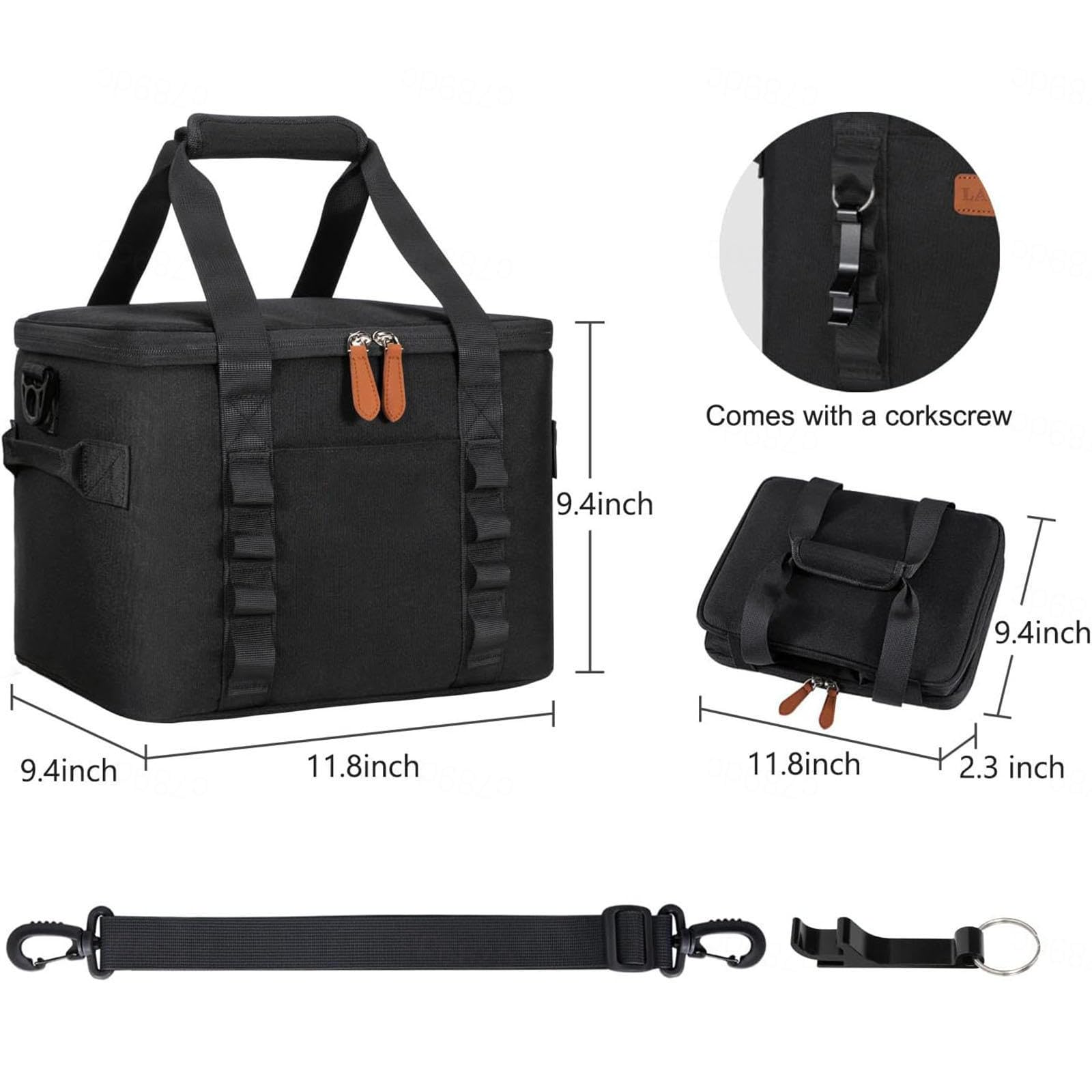 Bolsa Térmica Aislamiento 24 Latas, Bolsa Térmica Plegable Grande 20 L para Picnics, Almuerzos, Campamentos, Barbacoas, Golf - Bolsa Congelador a Prueba de Fugas Correa Hombro Adultos