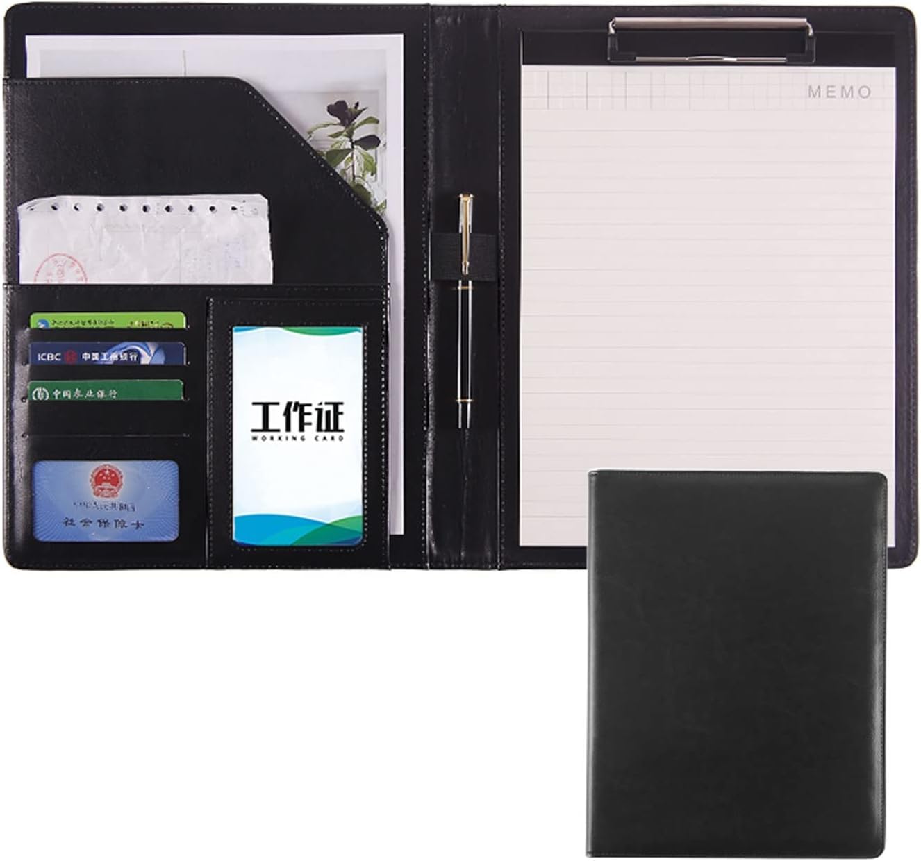 VHJdtE Folder, A4 Size Clipboard Hardboard Business Card Holders Document Sleeve(Svart)