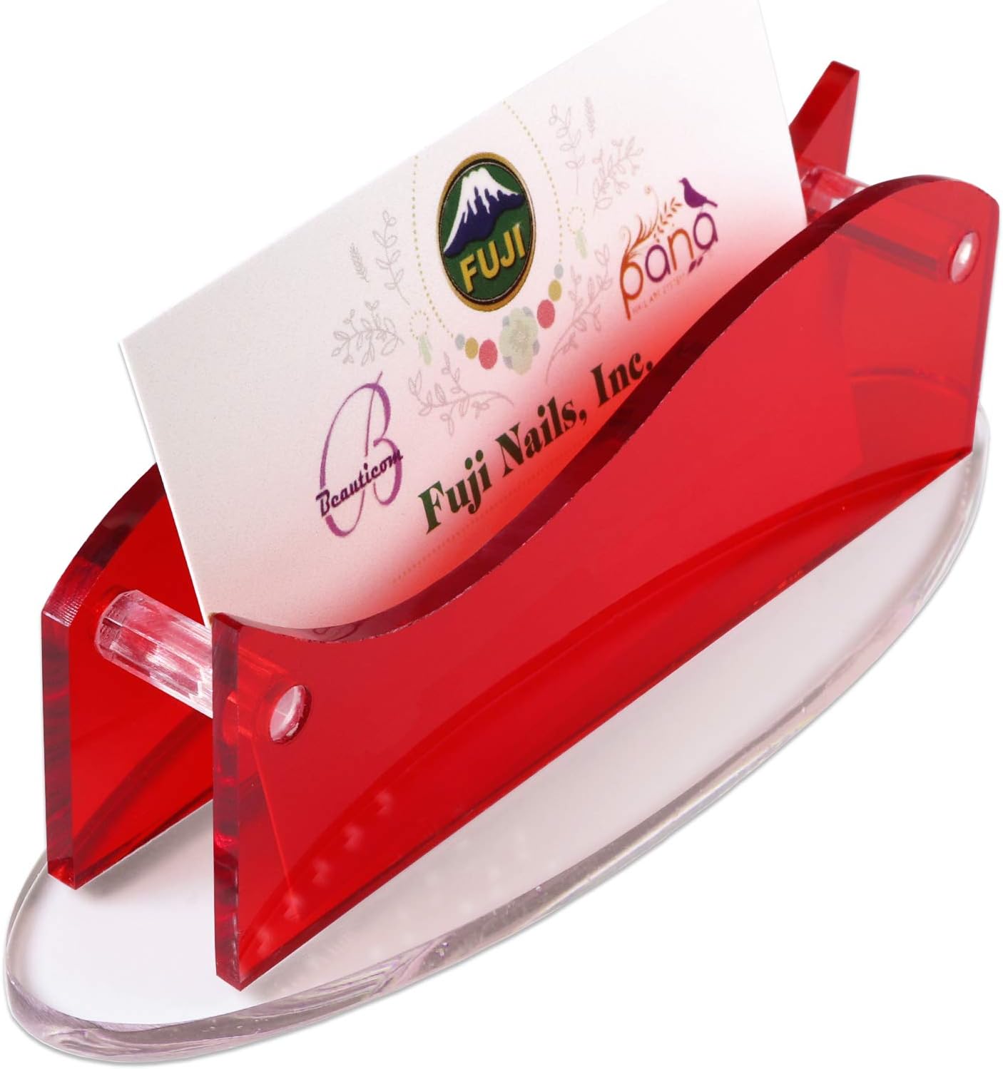 Beauticom Modern Style Business Card Holder Organizer Stand Display for Offices, Receptionist, Salons, and Businesses (Red, 1 Piece)