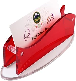 Beauticom Modern Style Business Card Holder Organizer Stand Display for Offices, Receptionist, Salons, and Businesses (Red, 1 Piece)