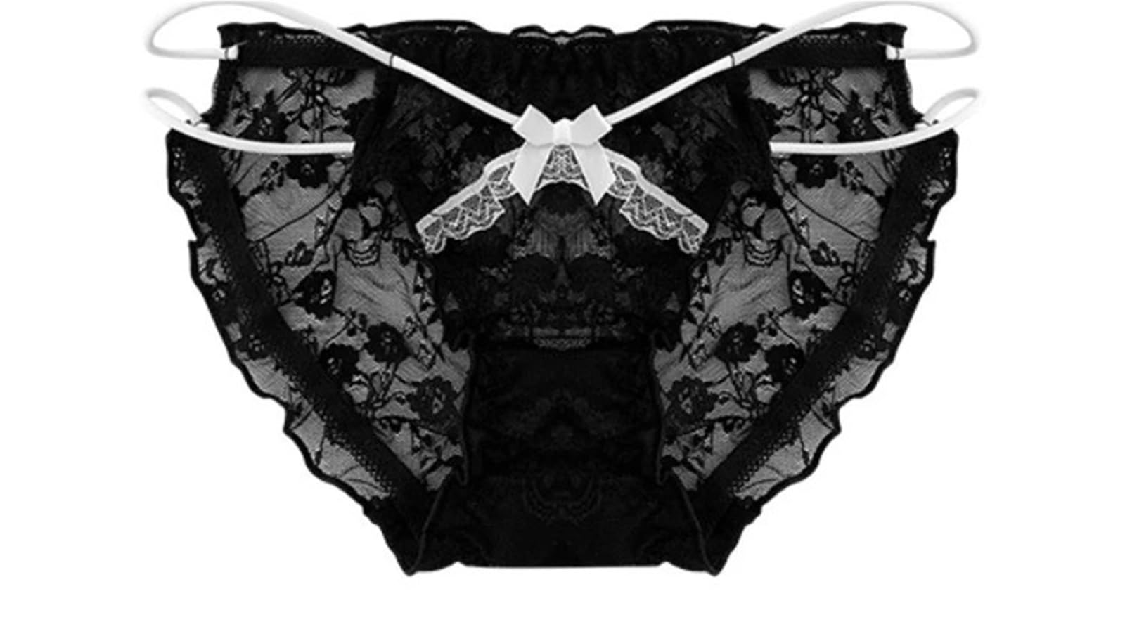 Lace Bra Set S-XL Neck Tie Wireless Push Up for Small Chest, Kawaii Bralette(XL) Black