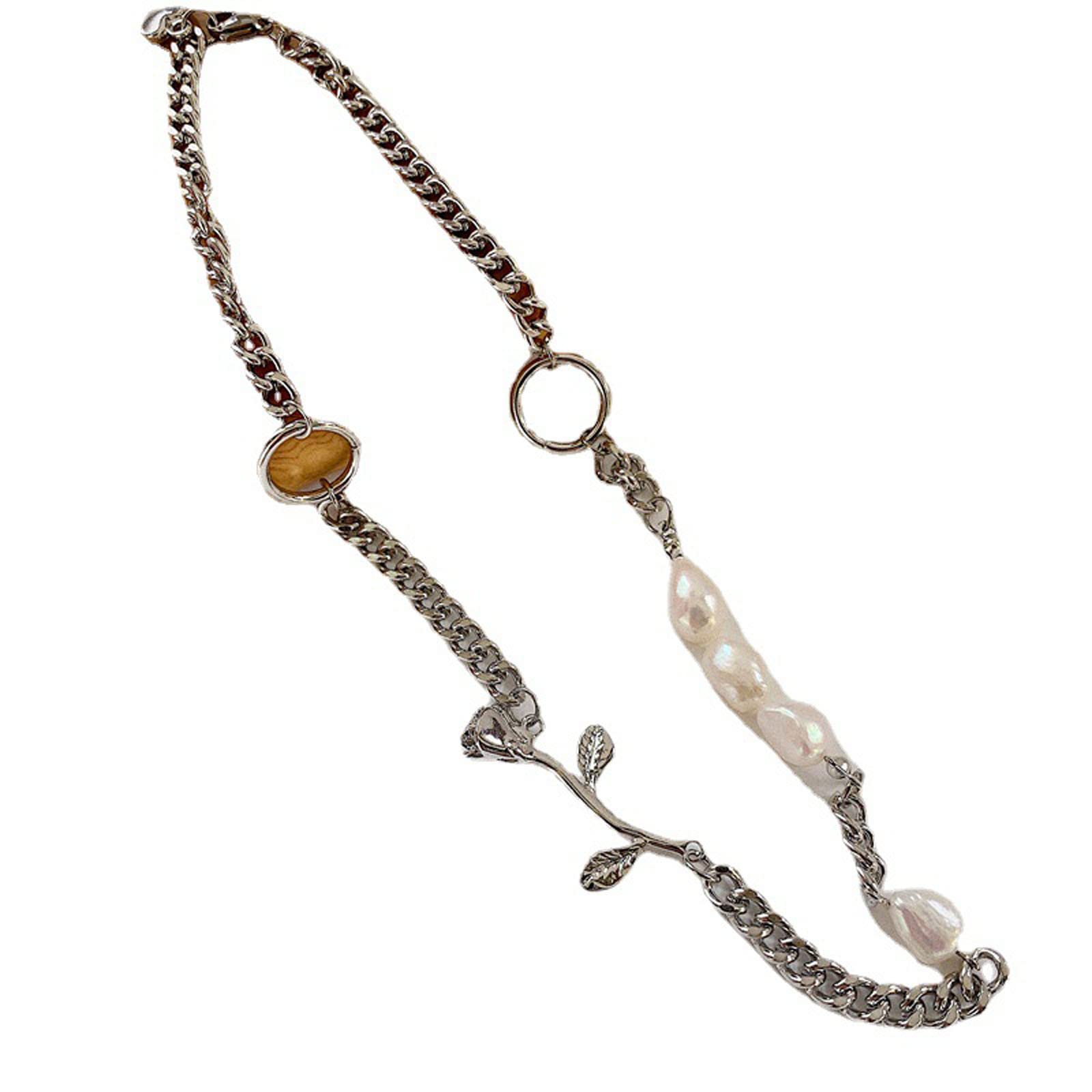 Collier perle baroque eau douce hétérosexuelle amovible : bijou multicouche rétro rose créateur
