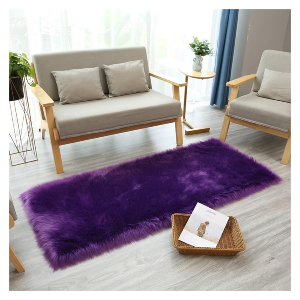 Tapis en fausse fourrure premium moelleux au toucher pour chambre