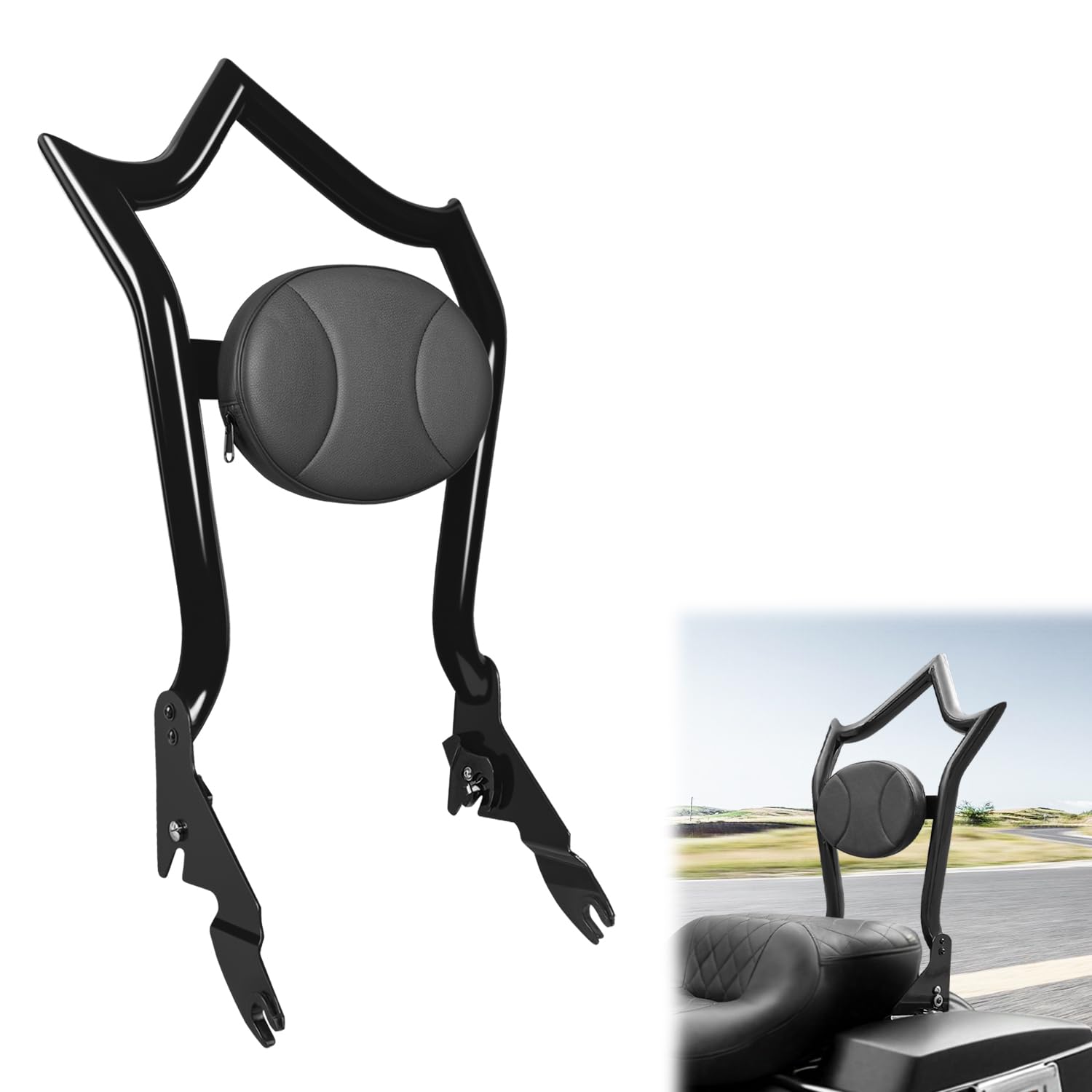 Rear Backrest Sissy Bar With Pad Compatible With Harley Touring 2009-2025