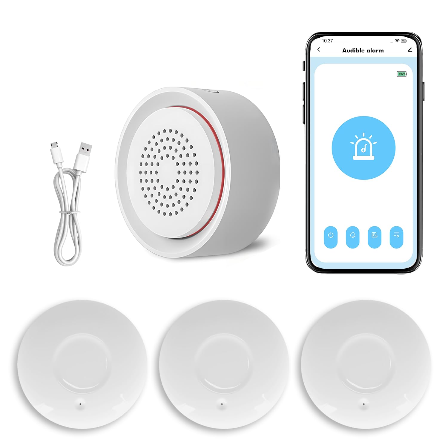 Micmi Smart Water Leak Detector Kit, WiFi Water Sensor Alarm Ultra-Long Range, 5-Year Battery Life, SMS/APP/Email Alerts, 3 Water Sensors and 1 Base Station, Suit for Home/Basement/Kitchen/Laundry-image-42