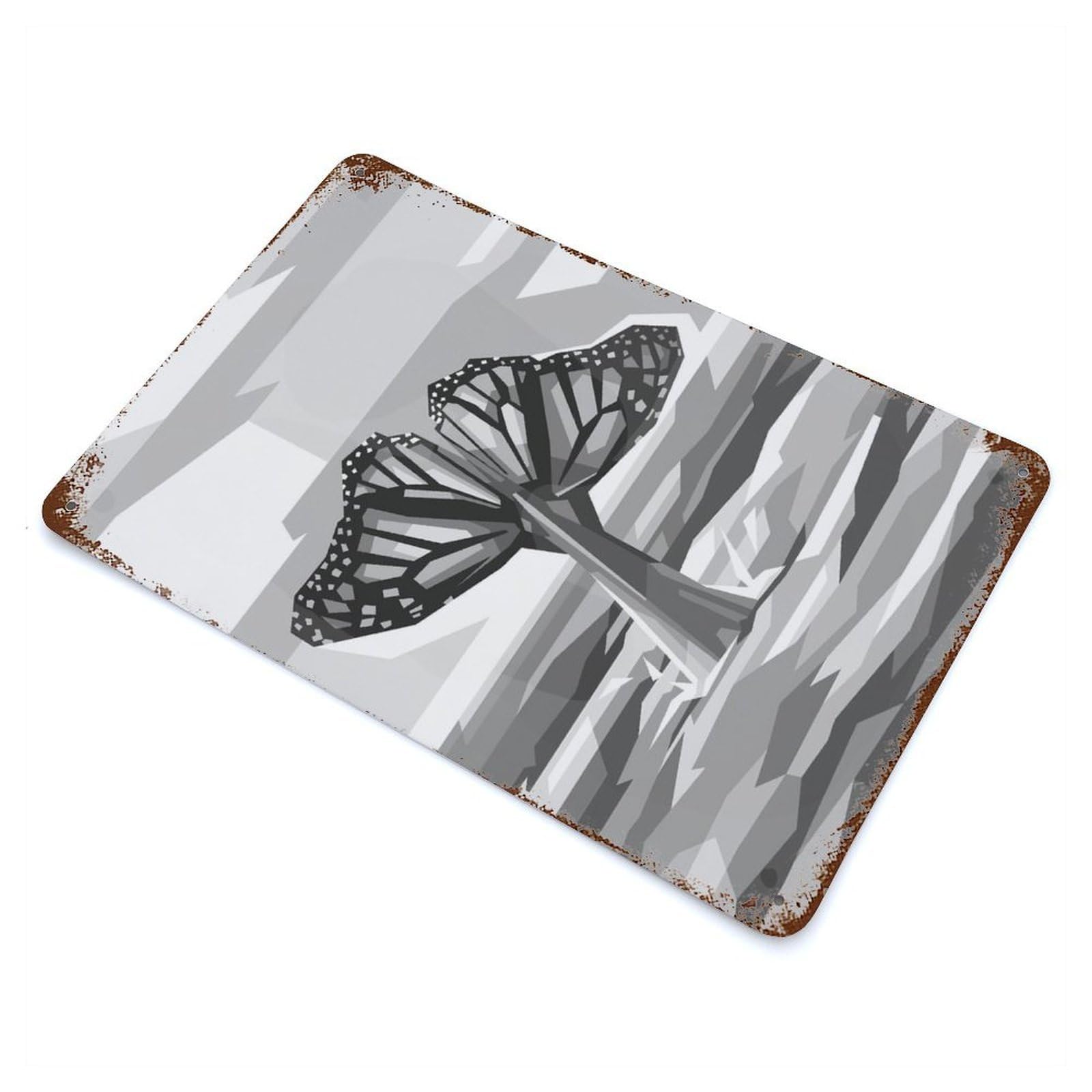 Gray Whale The Butterfly Rusty Metal Tin Sign 11.8"x7.9", for Basement, Hobby Room And Garage Decor, Retro Wall Decor