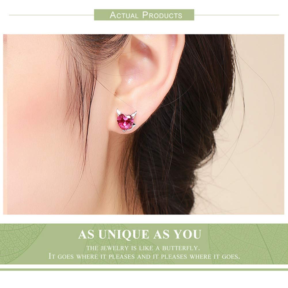 Orecchini Orecchini a cerchio Moda Argento sterling 925 Angelo e diavolo Orecchini a cuore rosa CZ donna Gioielli argento sterling Accessori moda